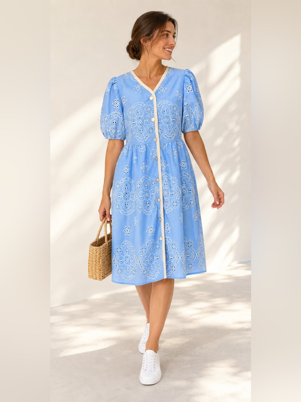 #41: NWT Blue Eyelet Button-Down Dress
